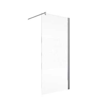 Paroi latérale fixe pour porte de douche pivotante 80 cm NewStyle Schulte verre transparent anticalcaire Galets chromés