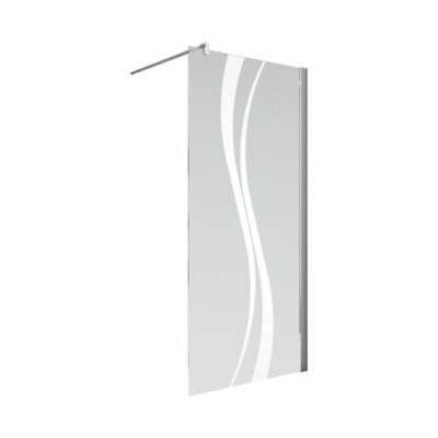 Paroi latérale fixe pour porte de douche pivotante l.80xH.190cm, verre transparent anticalcaire 5mm, décor Liane, profilé chromé, Schulte NewStyle