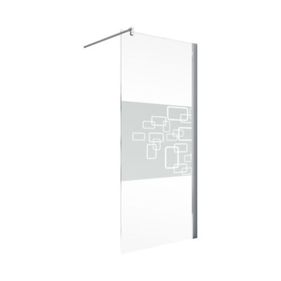 Paroi latérale fixe pour porte de douche pivotante l.80xH.190cm, verre transparent anticalcaire 5mm, décor Softcube, profilé chromé, Schulte NewStyle