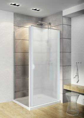 Paroi latérale fixe pour porte de douche pivotante l.90xH.180cm, verre transparent 5mm, profilé blanc, Schulte Sunny