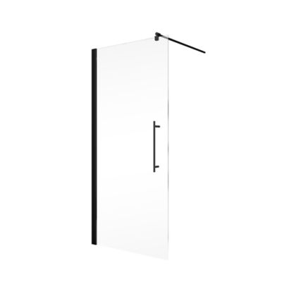 Paroi latérale fixe pour porte de douche pivotante l.90xH.190cm, verre transparent anticalcaire 5mm, profilé noir, Schulte NewStyle
