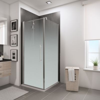 Paroi latérale fixe pour porte de douche pivotante l.90xH.193cm, verre transparent anticalcaire 5mm, décor Brume, profilé chromé, Schulte NewStyle