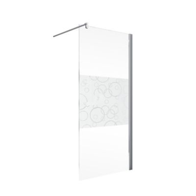 Paroi latérale fixe pour porte de douche pivotante l.90xH.193cm, verre transparent anticalcaire 5mm, décor Cercles, profilé chromé, Schulte NewStyle