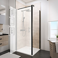 Paroi latérale fixe pour portes de douche battantes 80 cm NewStyle Schulte verre transparent anticalcaire profilé noir