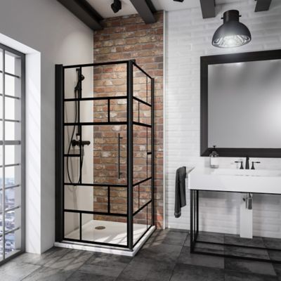 Paroi latérale pour porte de douche pivotante 90 cm NewStyle Schulte style verrière atelier verre transparent anticalcaire