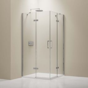 Paroi porte de douche pivotante en angle EX809, verre de sécurité nano, 100 x 100 x 195 cm