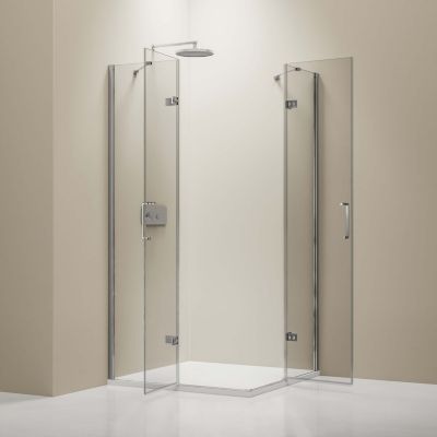 Paroi porte de douche pivotante en angle EX809, verre de sécurité nano, 100 x 100 x 195 cm