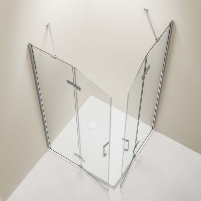 Paroi porte de douche pivotante en angle EX809, verre de sécurité nano, 100 x 100 x 195 cm