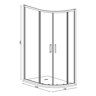 Parois de douche avec receveur accès d'angle 80 x 120 cm, gauche, portes coulissantes, profilés noir, GoodHome Ledava