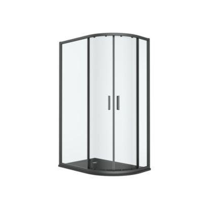 Parois de douche avec receveur accès d'angle 80 x 120 cm, gauche, portes coulissantes, profilés noir, GoodHome Ledava