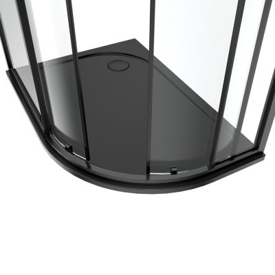 Parois de douche avec receveur accès d'angle 80 x 120 cm, gauche, portes coulissantes, profilés noir, GoodHome Ledava