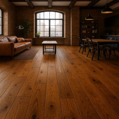 Parquet Chêne contrecollé verni brossé Rustique Old Brown 190x18mm - Longueurs Variables de 400 à 1900mm - 3mm de couche d'usure