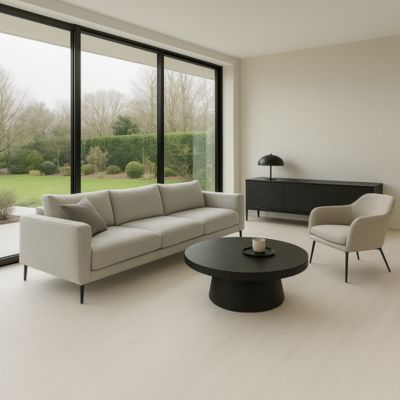 Parquet contrecollé Chêne naturel - Lame droite - Huilé blanc - Effet brut - 1900x190x14mm