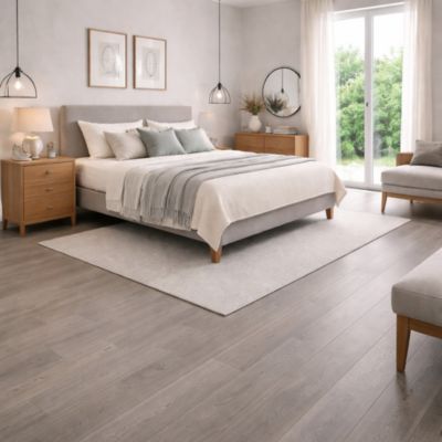 Parquet contrecollé chêne Projects Light Grey verni, LGMDS, l.19 cm