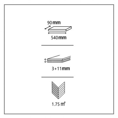Parquet contrecollé à coller point de hongrie en chêne GoodHome Eslov finition vernis mat coloris naturel L.54 x l.9 x ép.1,4 cm