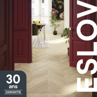 Parquet contrecollé à coller point de hongrie en chêne GoodHome Eslov finition vernis mat coloris naturel L.54 x l.9 x ép.1,4 cm