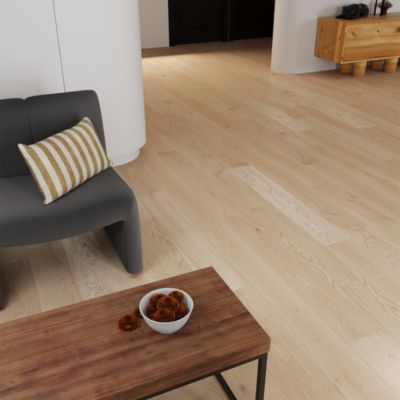 Parquet contrecollé clipsable beige mat l.18 x L.109,2cm x ép. 14mm GoodHome, Lulea