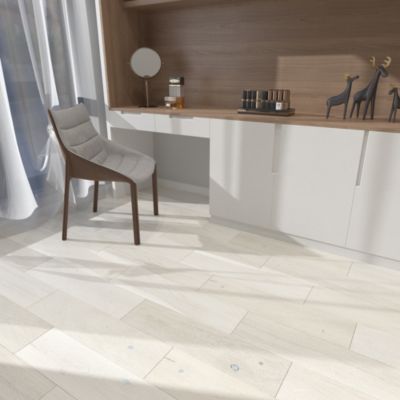 Parquet contrecollé clipsable Belve M en chêne verni blanc