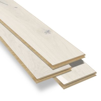 Parquet contrecollé clipsable Belve M en chêne verni blanc