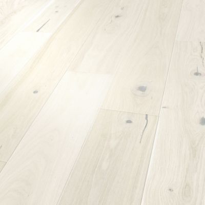 Parquet contrecollé clipsable Belve M en chêne verni blanc