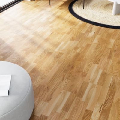 Parquet contrecollé clipsable Elkins XXL en chêne verni aspect naturel