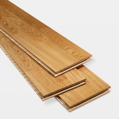 Parquet contrecollé clipsable Elkins XXL en chêne verni aspect naturel