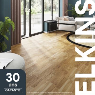 Parquet contrecollé clipsable Elkins XXL en chêne verni aspect naturel
