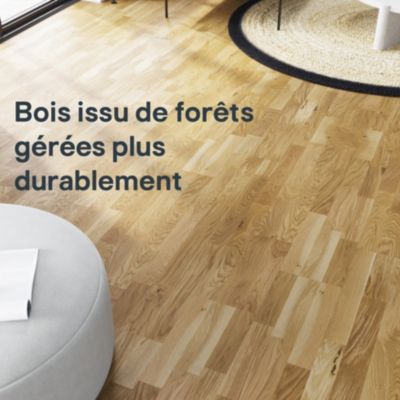 Parquet contrecollé clipsable Elkins XXL en chêne verni aspect naturel