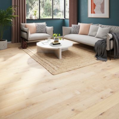 Parquet contrecollé clipsable en chêne verni blanc, GoodHome Belve M