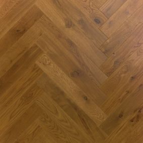 Parquet contrecollé clipsable Kenya bâtons rompus en chêne verni brun