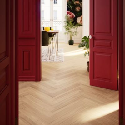 Parquet contrecollé clipsable Lulea bâtons rompus en chêne huilé coloris naturel