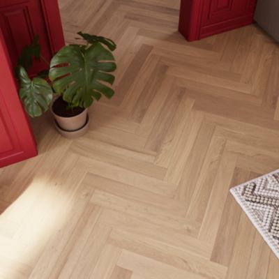 Parquet contrecollé clipsable Lulea bâtons rompus en chêne huilé coloris naturel