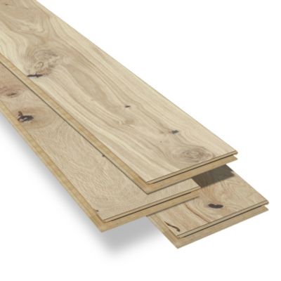 Parquet contrecollé clipsable Lulea M en chêne verni naturel rustique