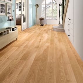 Parquet contrecollé clipsable Marigny L 200 cm en chêne français verni blond