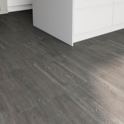 Parquet contrecollé clipsable Onshade L en chêne huilé gris compatible pièces humides