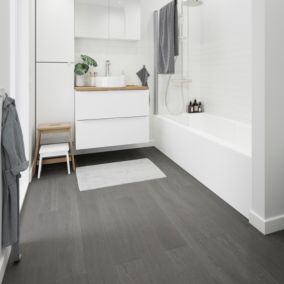 Parquet contrecollé clipsable Onshade L en chêne huilé gris compatible pièces humides