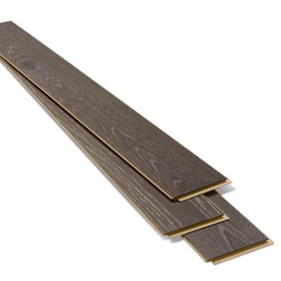 Parquet contrecollé clipsable Onshade L en chêne huilé gris compatible pièces humides