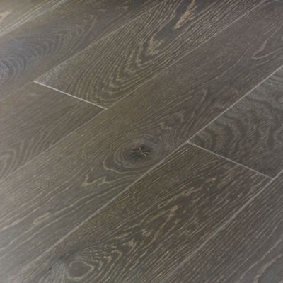 Parquet contrecollé clipsable Onshade L en chêne huilé gris compatible pièces humides
