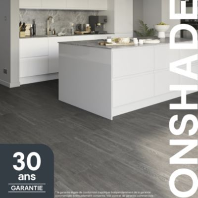 Parquet contrecollé clipsable Onshade L en chêne huilé gris compatible pièces humides