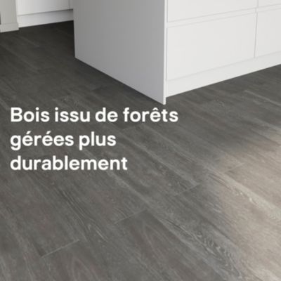 Parquet contrecollé clipsable Onshade L en chêne huilé gris compatible pièces humides