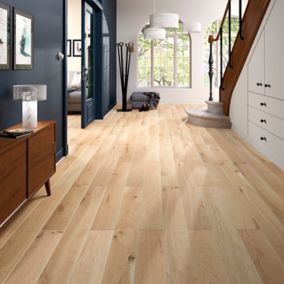 Parquet contrecollé clipsable Padillac L 200 cm en chêne français verni naturel