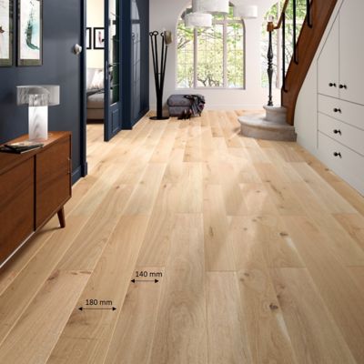 Parquet contrecollé clipsable Padillac L 200 cm en chêne français verni naturel