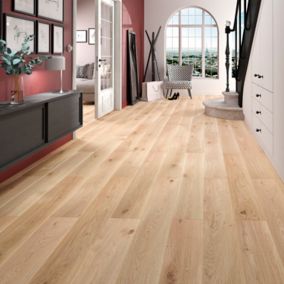 Parquet contrecollé clipsable Padillac XL 200 cm en chêne français verni naturel