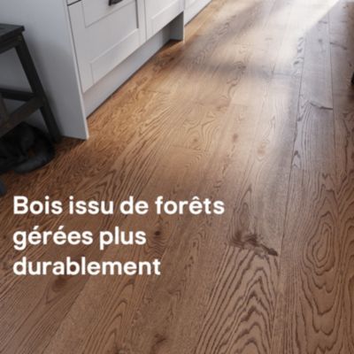 Parquet contrecollé clipsable Skara L en chêne huilé rustique compatible pièces humides