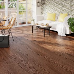 Parquet contrecollé clipsable Skara XL en chêne verni rustique