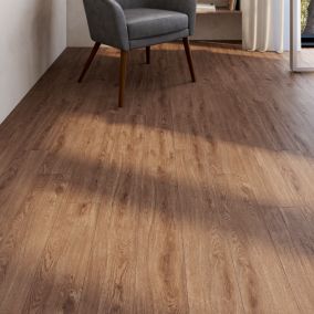 Parquet contrecollé clipsable Skara XXL en chêne huilé brun rustique