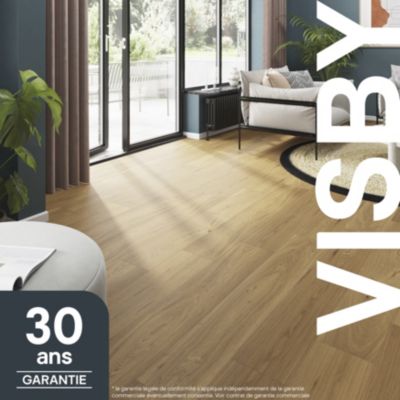 Parquet contrecollé clipsable Visby XL en chêne huilé blond