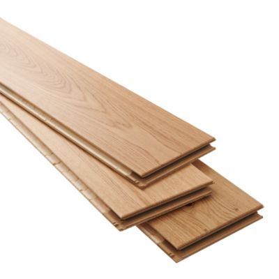 Parquet contrecollé clipsable Visby XL en chêne verni blond rustique