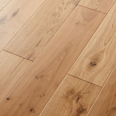 Parquet contrecollé clipsable Visby XL en chêne verni blond rustique