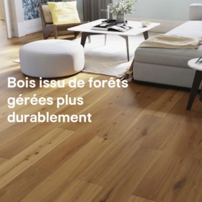 Parquet contrecollé clipsable Visby XL en chêne verni blond rustique